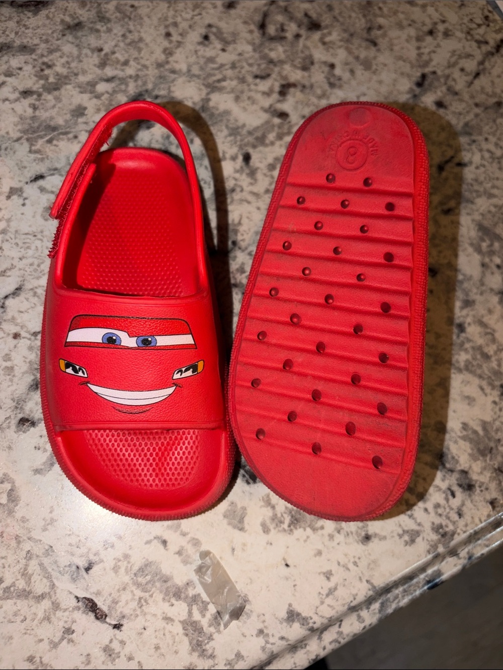 Red Lightning McQueen Slide Sandals toddler 8 - Picture 2 of 4